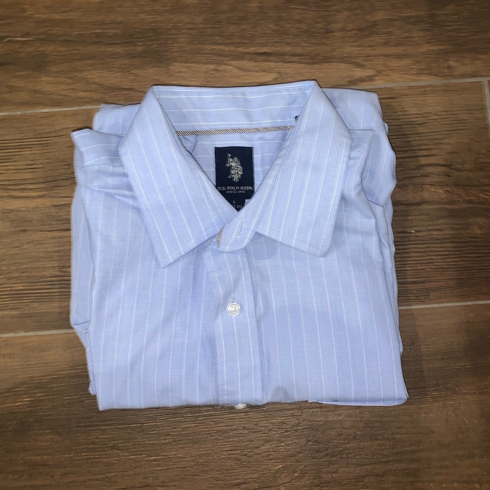 Polo Blue/White Striped Button Down